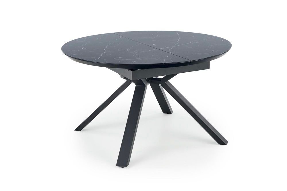 stół rozkładany z czarnym blatem marmurowym