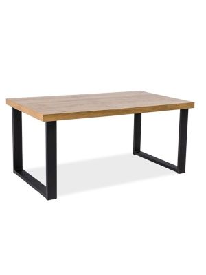 Stół SIGNAL UMBERTO - LITE drewno dębowe - 150x90 lity dąb/czarny - LOFT