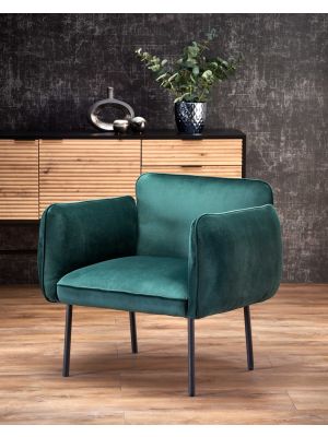 Fotel wypoczynkowy Halmar BRASIL ciemny zielony velvet / czarny