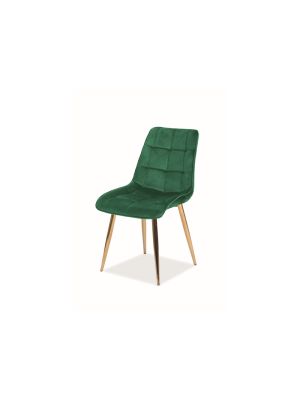 Krzesło metalowe SIGNAL CHIC VELVET złoty stelaż / zielony Bluvel 78