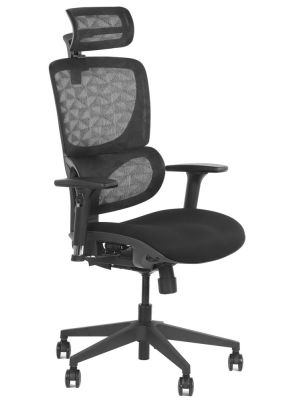 Fotel ergonomiczny Stema ERGONEW S1 czarny siedzisko tkaninowe - NEGOCJUJ CENĘ