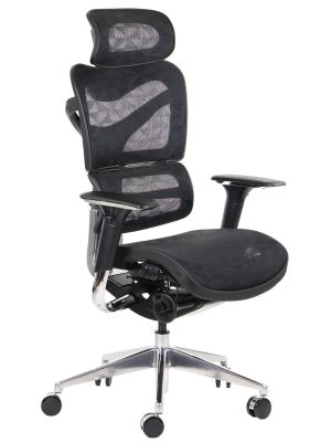 Fotel ergonomiczny Stema ERGONEW S7 czarny siedzisko siatkowe - wysuw siedziska - NEGOCJUJ CENĘ