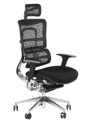 Fotel ergonomiczny Stema ERGONEW S8 czarny siedzisko tkaninowe - wysuw siedziska - NEGOCJUJ CENĘ