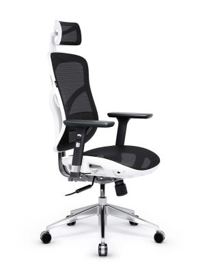 Fotel ergonomiczny DIABLO V-BASIC biało-czarny - obciążenie do 140 kg