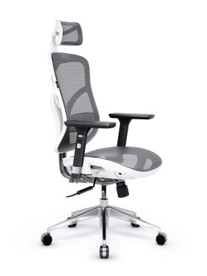 Fotel ergonomiczny DIABLO V-BASIC biało-szary - obciążenie do 140 kg