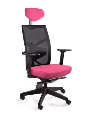 Fotel Unique TUNE czarna siatka / tapicerka magenta (BL401), wysuw siedziska
