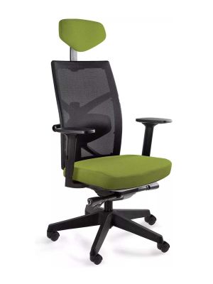 Fotel Unique TUNE czarna siatka / tapicerka olive (BL411), wysuw siedziska
