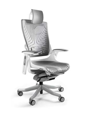 Fotel ergonomiczny biały WAU 2 Elastomer - Szary