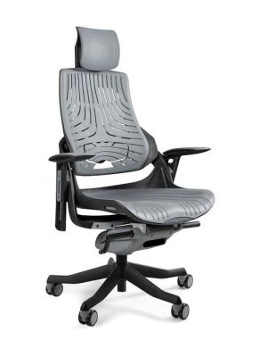 Fotel ergonomiczny czarny WAU Elastomer - Szary 