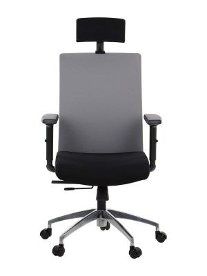 Fotel ergonomiczny Stema RIVERTON F/H/AL TKANINA czarny/szary, wysuw siedziska