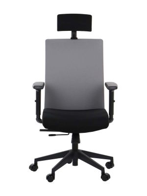 Fotel ergonomiczny Stema RIVERTON F/H TKANINA czarny/szary, wysuw siedziska