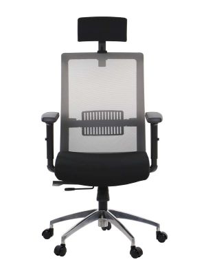 Fotel ergonomiczny Stema RIVERTON M/H/AL SIATKA czarny/szary, wysuw siedziska