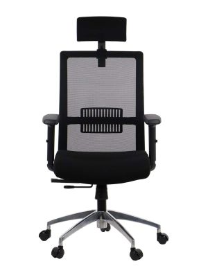 Fotel ergonomiczny Stema RIVERTON M/H/AL SIATKA czarny, wysuw siedziska