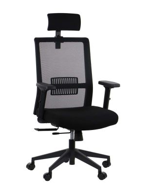 Fotel ergonomiczny Stema RIVERTON M/H SIATKA czarny - wysuw siedziska