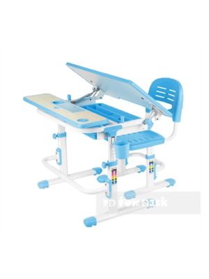 Lavoro Blue - Regulowane biurko z krzesełkiem FunDesk