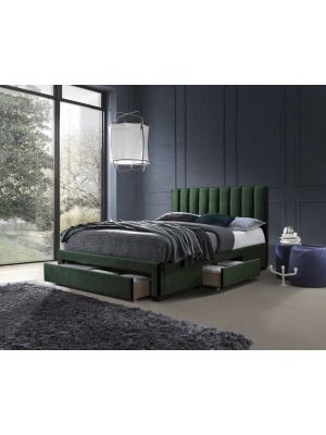 Łóżko Halmar GRACE 160x200 z szufladami ciemny zielony velvet