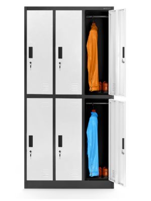 Szafa socjalna BHP ubraniowa 6-drzwiowa IGOR, 900x1850x450 mm, antracytowo-biała
