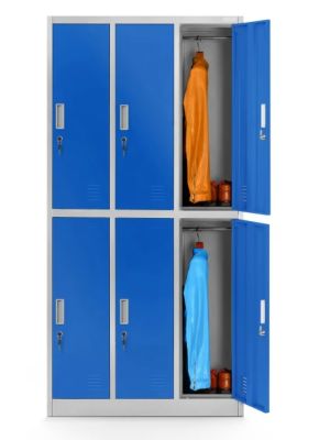 Szafa socjalna BHP ubraniowa 6-drzwiowa IGOR, 900x1850x450 mm, szaro-niebieska