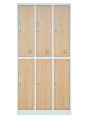 Szafa socjalna BHP ubraniowa 6-drzwiowa IGOR, 900x1850x450 mm, Eco Design: biała/ dąb sonoma