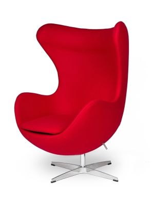 Fotel Jajo EGG CLASSIC - 2 kolory nóżek - wełna - Krwista czerwień, czerwony 