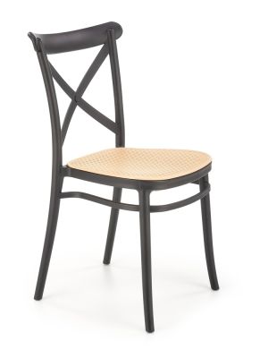 Krzesło ogrodowe HALMAR K512 czarny / brązowy -  polipropylen - RABAT CZEKA W KOSZYKU