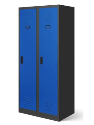 Szafa socjalna BHP ubraniowa czterokomorowa KACPER, 800x1800x500 mm, antracytowo-niebieska