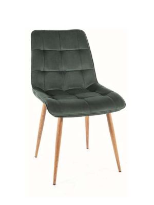 Krzesło metalowe SIGNAL CHIC D VELVET dąb stelaż / zielony Bluvel 78