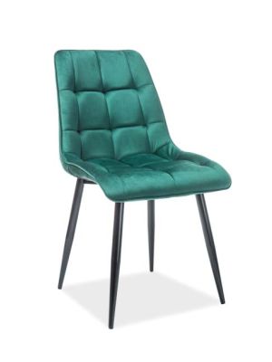 Krzesło metalowe SIGNAL CHIC VELVET czarny stelaż / zielony Bluvel 78