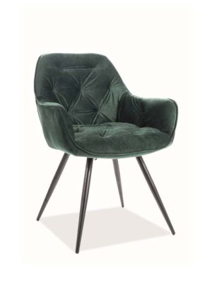 Krzesło metalowe SIGNAL CHERRY VELVET czarny stelaż / zielony Bluvel 78