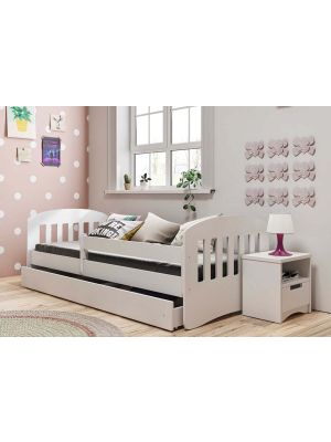 Komplet - Łóżko dziecięce Kocot-Meble CLASSIC 1 140x80 - Biały - Materac + szuflada! Promocja Spokojny Sen