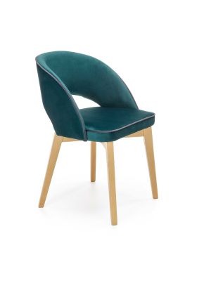 Krzesło drewniane Halmar MARINO dąb miodowy / ciemny zielony MONOLITH 37