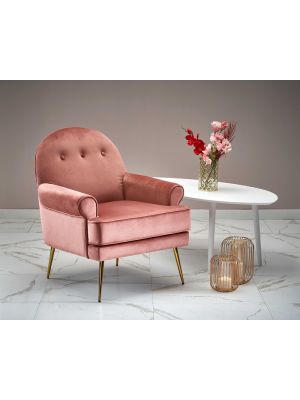 Fotel wypoczynkowy Halmar SANTI różowy velvet / złoty - RABAT CZEKA W KOSZYKU